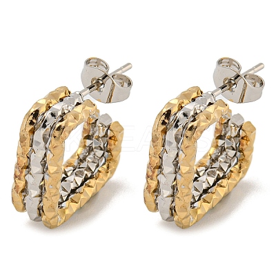 202 Stainless Steel Square Multi Layered Stud Earrings EJEW-H003-12GP-1