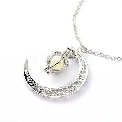 Luminous Alloy Locket Pendant Necklaces NJEW-F284-05B-1