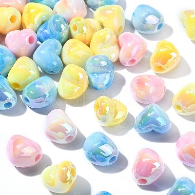 90Pcs 3 Colors UV Plating Opaque Rainbow Iridescent Acrylic Beads PACR-CJ0001-32-1