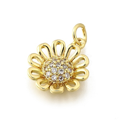 Brass Micro Pave Clear Cubic Zirconia Pendants KK-F899-05A-G-1