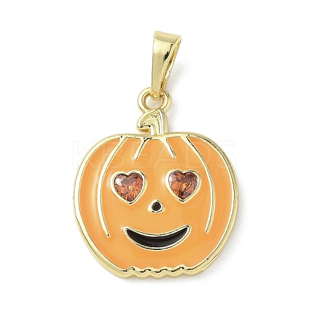 Halloween Theme Brass Micro Pave Cubic Zirconia Enamel Pendants KK-L248-04G-01-1