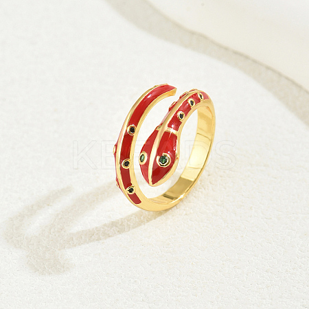 Brass Cubic Zirconia Snake Rings for Women RM7588-2-1
