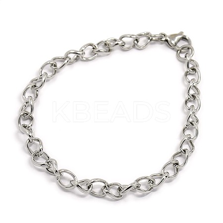 Tarnish Resistant Fashionable 304 Stainless Steel Side Twisted Chain Bracelets LS-STAS-A028-B073P-1