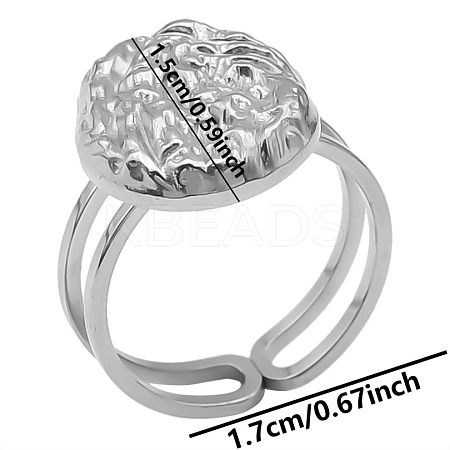 Geometric Minimalist Flat Round 304 Stainless Steel Cuff Rings DE4322-1-1