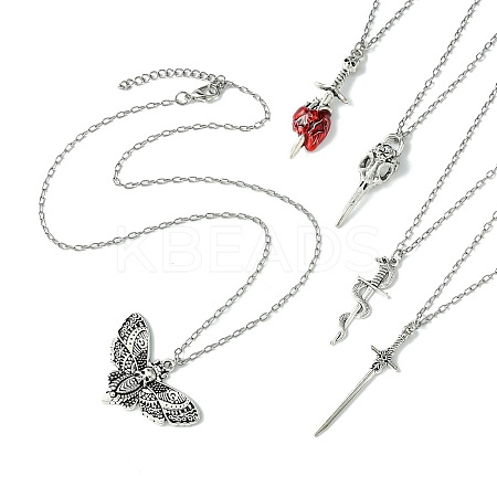 5Pcs 5 Styles Gothic 304 Stainless Steel Cable Chain Necklaces NJEW-JN04983-1