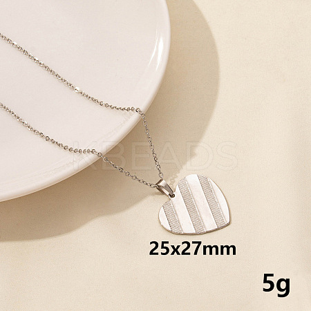 304 Stainless Steel Heart Pendant Necklace for Women SM6724-3-1