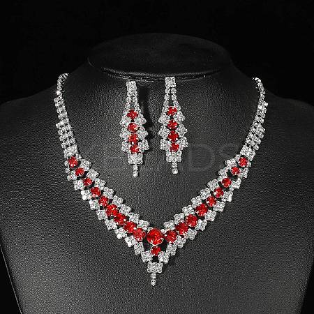 Alloy Rhinestone Necklaces & Stud Earring Sets for Women SJEW-U001-01P-01-1