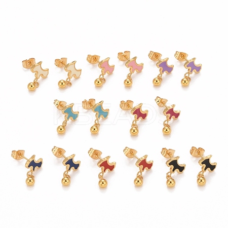 304 Stainless Steel Enamel Stud Earrings EJEW-C019-01-1