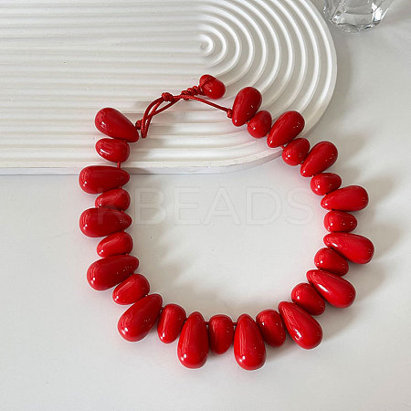 Resin Teardrop Beaded Necklaces for Women FS-WG19753-01-1