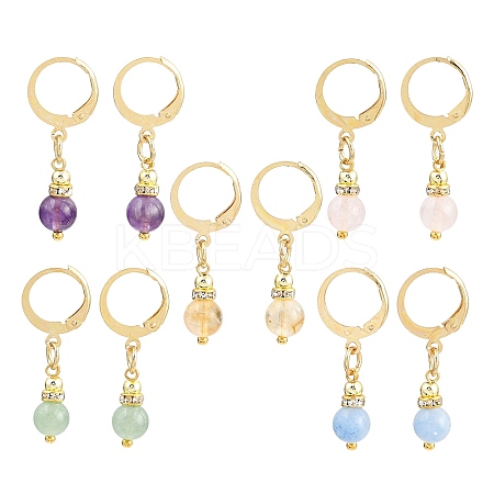 Natural & Synthetic Mixed Stone Round Hoop Earrings EJEW-JE06583-1