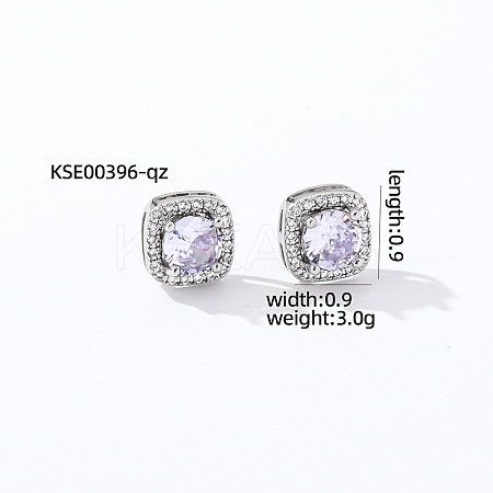 Elegant Zircon Square Stud Earrings for Women TY1635-3-1
