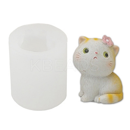 Cat with Flower Food Grade Silicone Molds LS-DIY-M031-33-1