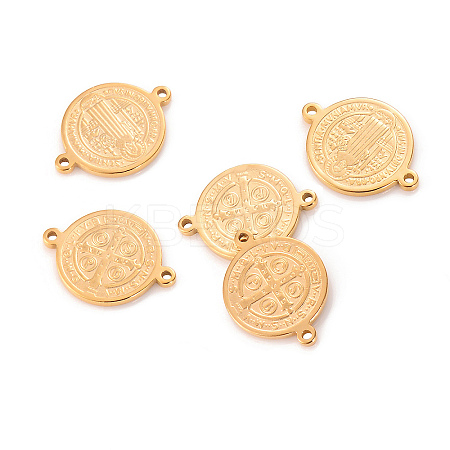 304 Stainless Steel Flat Round Connector Charms PW-WGBC551-01-1