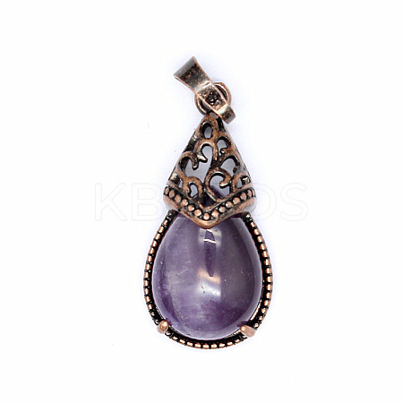 Retro Hollow Natural Amethyst  Pendants PW-WGBA09F-15-1