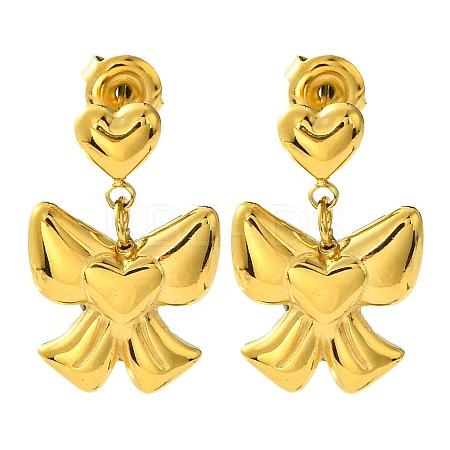 Ion Plating(IP) 304 Stainless Steel Dangle Stud Earrings EJEW-Z038-08G-1
