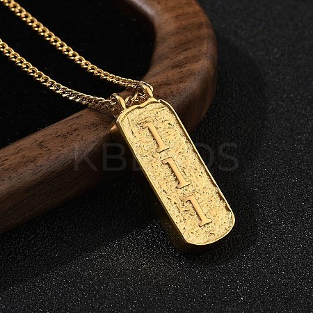 304 Stainless Steel Rectangle Number Pendant Necklaces NJEW-D300-01G-01-1