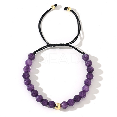 Natural Amethyst Round Beads Braided Bead Bracelets LS-ZJ4066-3-1