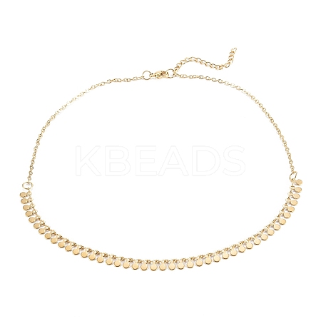 PVD Vacuum Plating 304 Stainless Steel Flat Round Pendant Necklaces X-NJEW-M187-02G-1