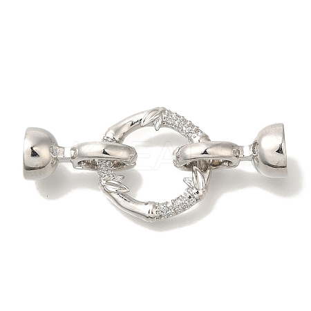 Brass Micro Pave Clear Cubic Zirconia Fold Over Clasps KK-K389-125P-1
