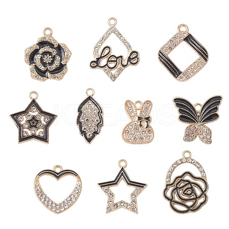 10Pcs 10 Style Alloy Enamel Pendants FIND-YW0002-84-1