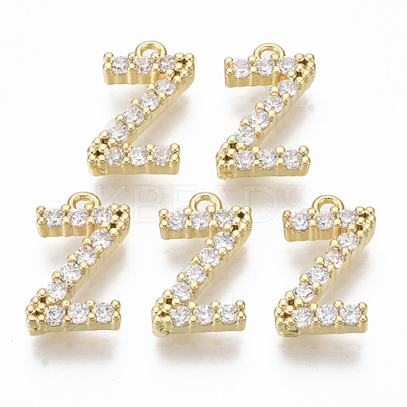Brass Micro Pave Cubic Zirconia Charms KK-T060-05-Z-G-NF-1