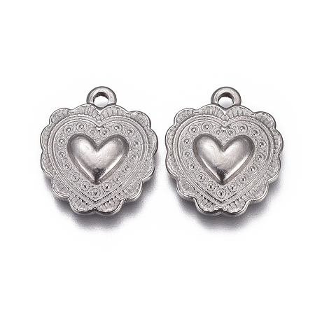 Non-Tarnish 304 Stainless Steel Textured Pendants STAS-F207-12P-1