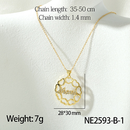 Mother's Day Brass Micro Pave Clear Cubic Zirconia Pendant Necklaces FS-WG67A5B-09-1