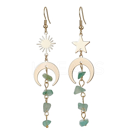 Moon & Sun & Star Brass Asymmetrical Earrings EJEW-JE05461-04-1