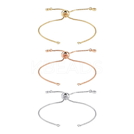 3Pcs 3 Colors Brass Box Chain Slider Bracelet Making KK-TA0003-12-RS-1