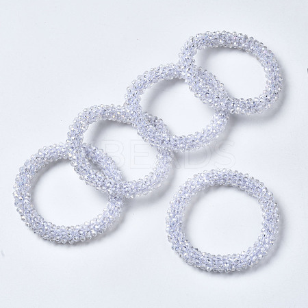 Faceted Transparent Glass Beads Stretch Bracelets BJEW-S144-002C-06-1