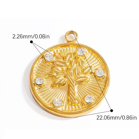 304 Stainless Steel Pendants with Rhinestone STAS-H240-09G-1