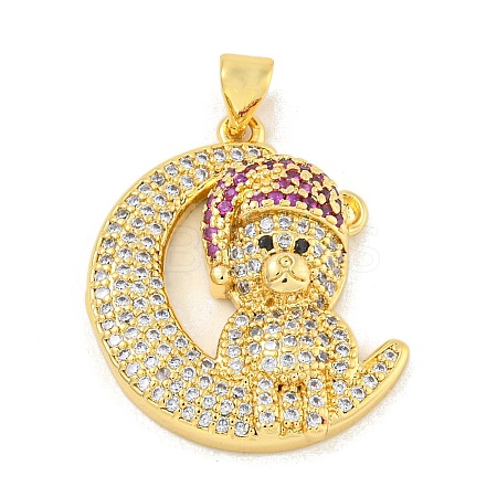 Rack Plating Brass Micro Pave Cubic Zirconia Pendants KK-K341-70G-1