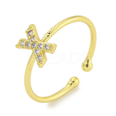 Rack Plating Brass Open Cuff Rings for Women RJEW-F162-02G-X-1