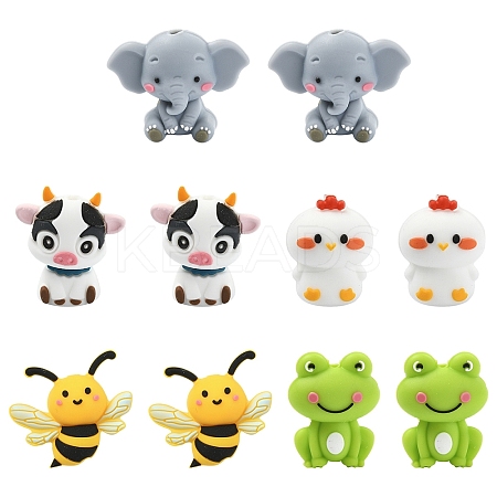 10Pcs 5 Styles Food Grade Eco-Friendly Silicone Focal Beads SIL-YW0001-80-1