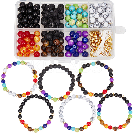 DIY DIY Natural & Synthetic Mixed Gemstone Round Beaded Stretch Bracelet Making Kit DIY-SC0024-65-1
