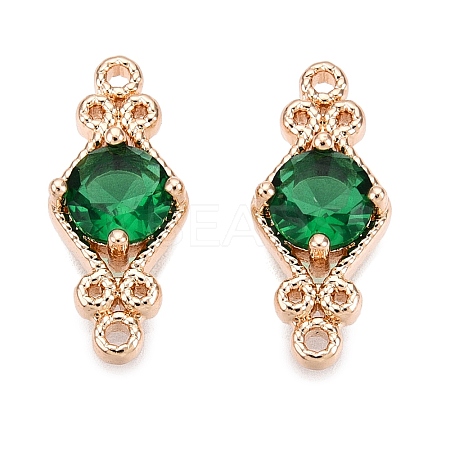 Brass Pave Faceted Glass Connector Charms FIND-T070-03D-1