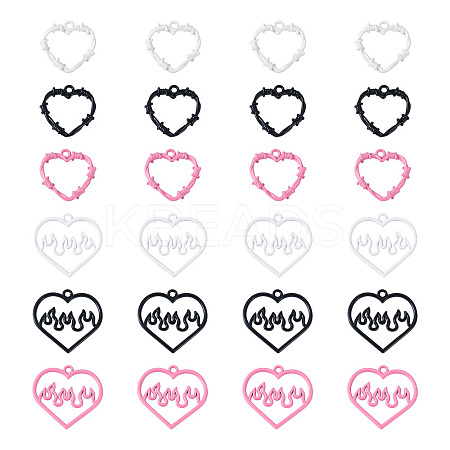 24Pcs 6 Style Spray Painted Zinc Alloy Pendants FIND-PJ0001-23-1