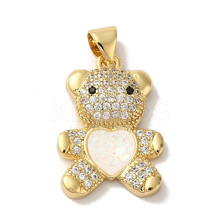 Rack Plating Brass Micro Pave Clear Cubic Zirconia Pendants KK-P268-05A-G01-1