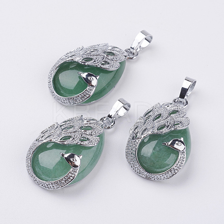 Natural Green Aventurine Pendants X-G-E442-04M-1