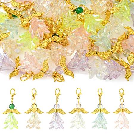 30Pcs 6 Styles Angel Acrylic & Glass Pendant Decorations HJEW-FS00074-1
