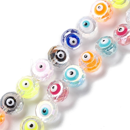 Transparent Evil Eye Glass Beads Strands LAMP-K037-06A-1