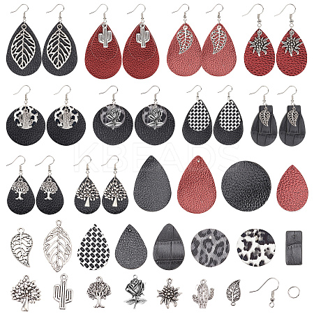 DIY PU Leather Dangle Earring Making Kits DIY-SC0001-35-1