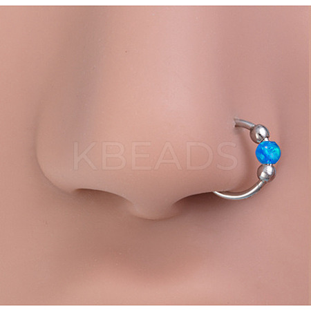316L Surgical Stainless Steel & Synthetic Opal Ball Hoop Nose Rings WGD306E-02-1