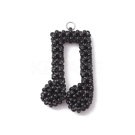 Glass Seed Beaded Musical Note Pendants PALLOY-MZ00569-1
