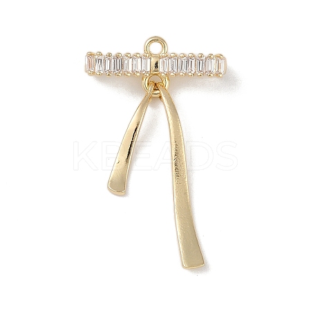 Brass Micro Pave Clear Cubic Zirconia Pendants KK-Z065-02G-1