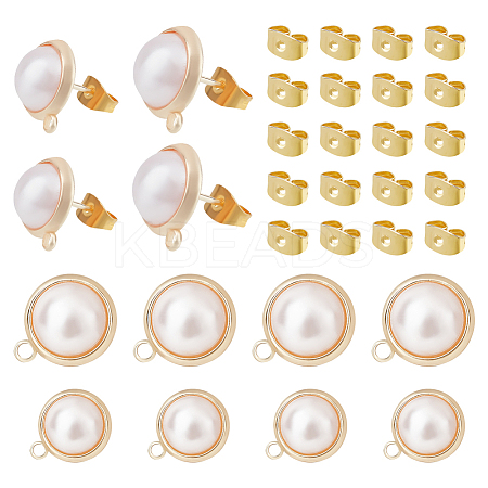 16Pcs 2 Size Brass Stud Earring Findings KK-AR0002-64-1