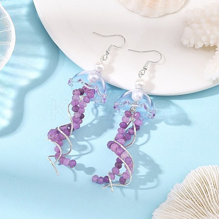 Dyed Natural Malaysia Jade Jellyfish Dangle Earrings for Women EJEW-JE07484-03-1