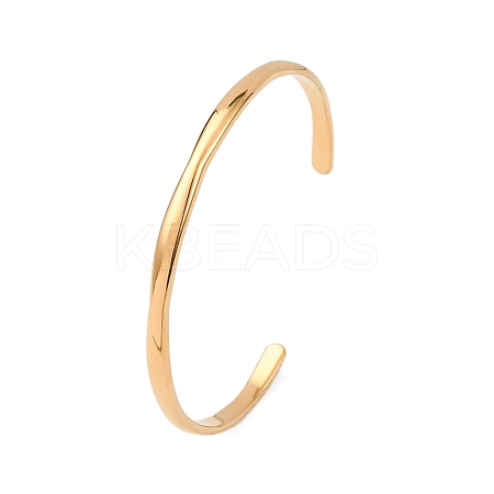 304 Stainless Steel Cuff Bangles for Women BJEW-Z146-05G-1