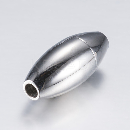 304 Stainless Steel Pointed Magnetic Clasps with Glue-in Ends STAS-F132-43P-2mm-1