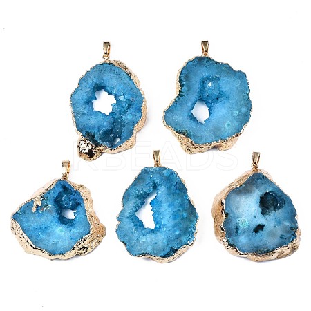 Natural Druzy Agate Pendants G-S359-311-1